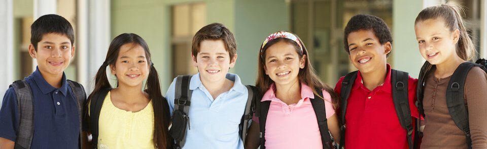 group of six students on their way to coding classes