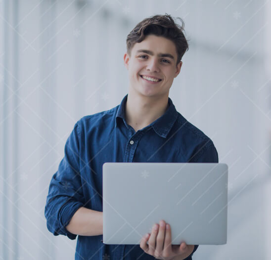 High school boy with laptop