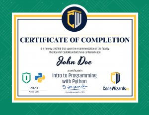 Coding class certificate