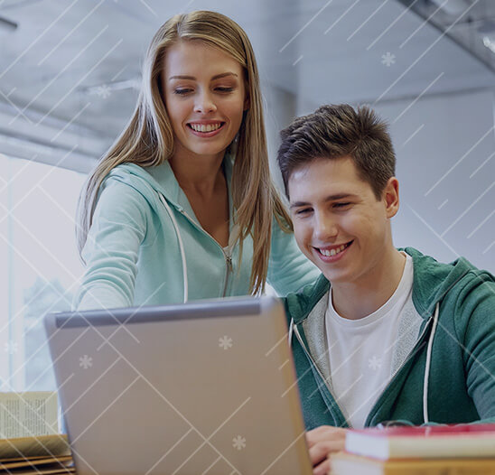 Two teens at the computer