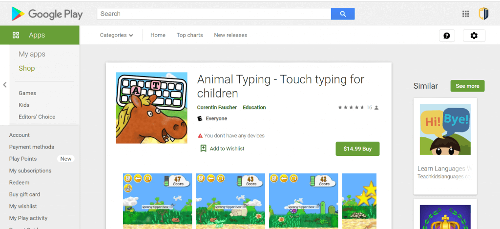 Animal Typing app