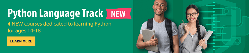 Python track courses banner with ages