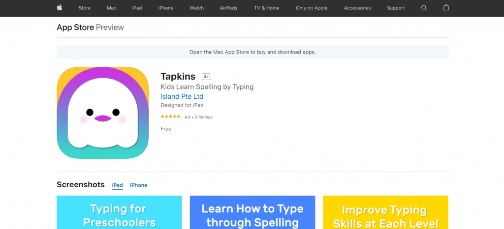 Tapkins typing for kids