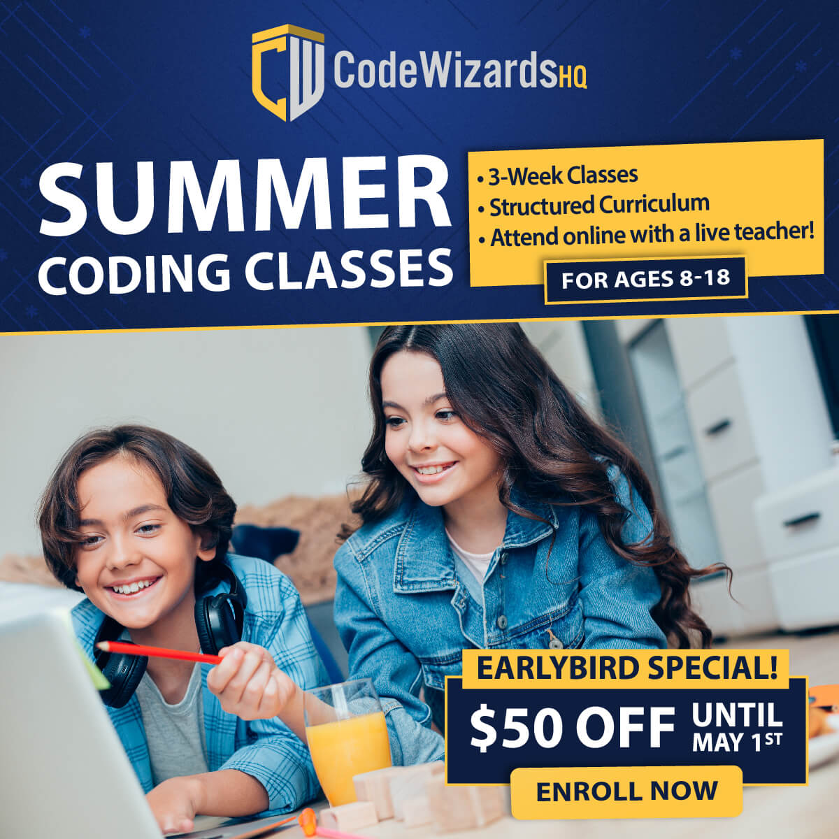 Summer coding classes banner