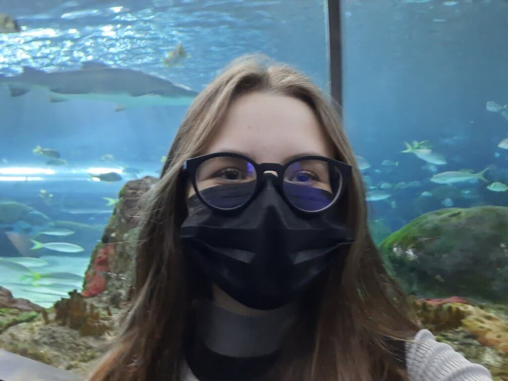 Goldie at an aquarium