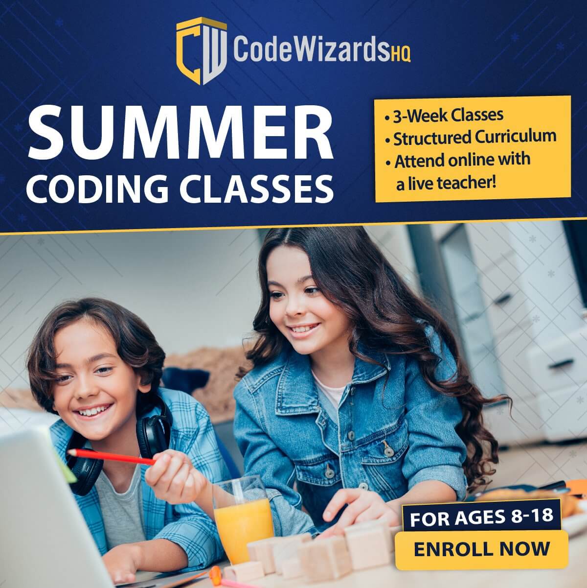 Summer coding classes banner