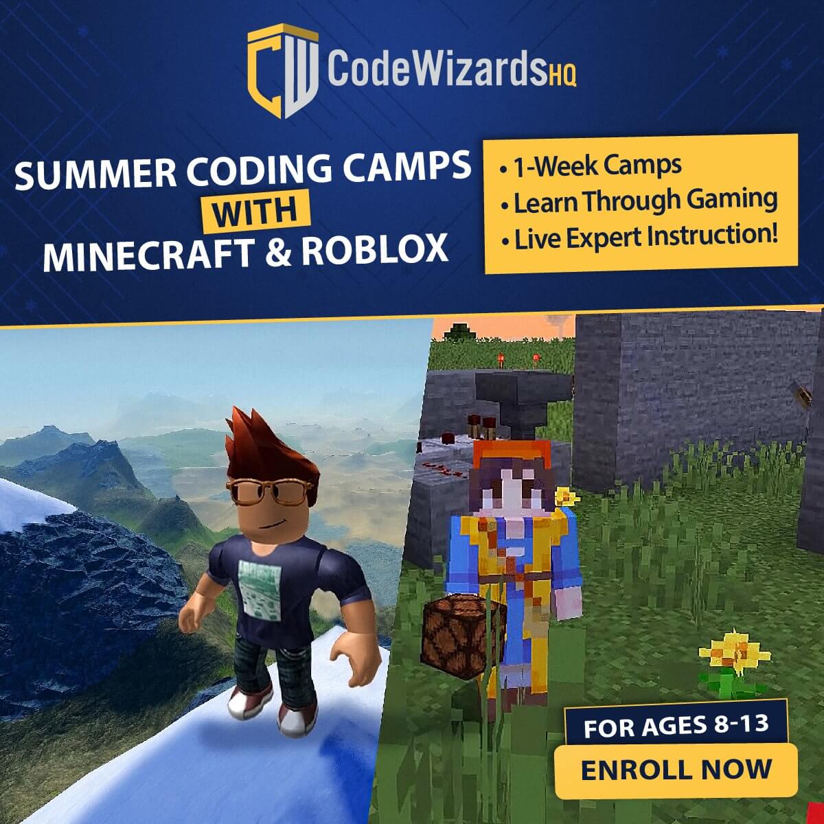 Roblox Camp for Kids, Live, Online for Ages 8-13