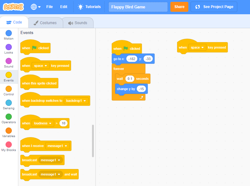 Creating Flappy Bird Using Scratch by CODEMOJI - On-Demand