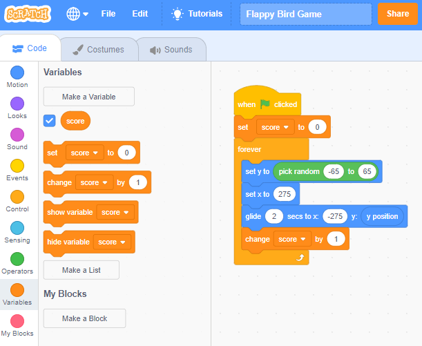 Best Scratch Coding Projects for kids: Flappy Bird