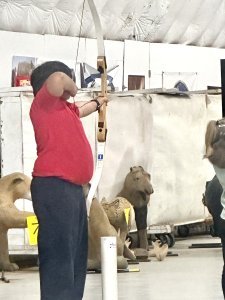 Practicing archery