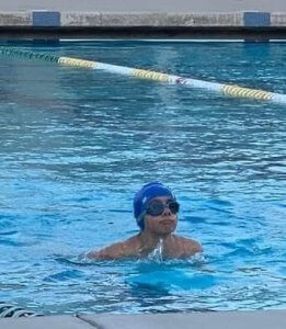 Abe swimming