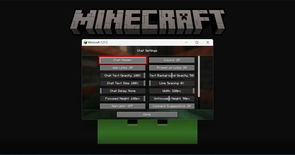 Customize chat java edition chat hidden